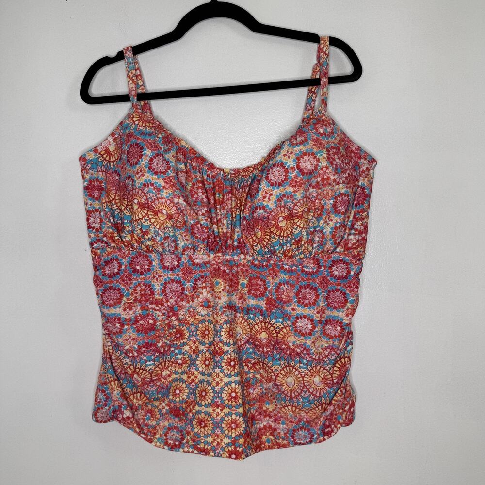 Curve By Sunsets Tankini Swim Top Womens 22W Bright Floral Bra Adjustable